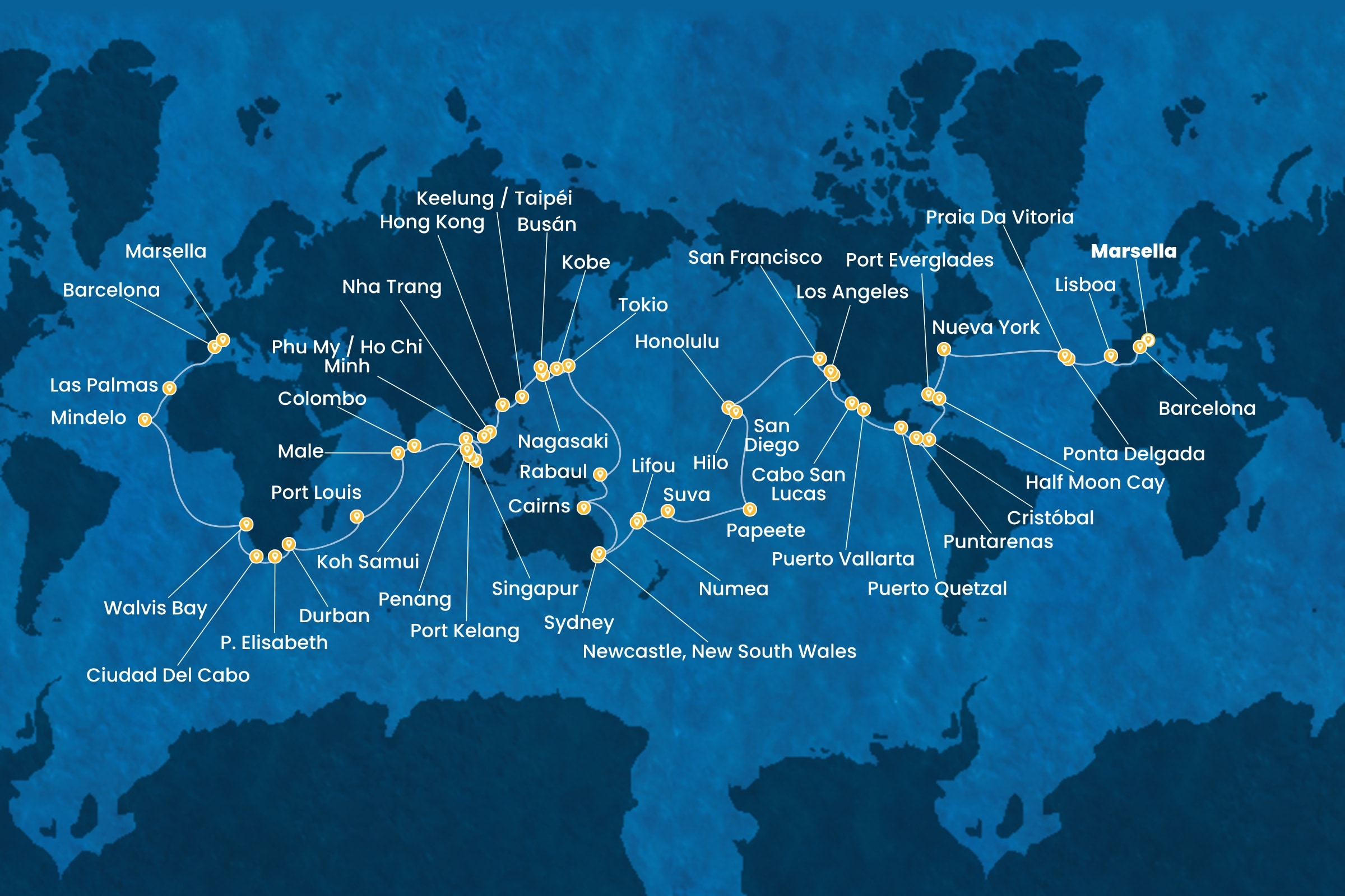Crucero 137 días Vuelta al Mundo desde Marsella noviembre 26 2026
